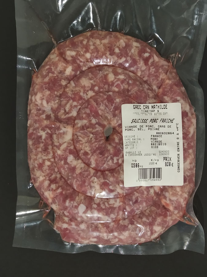 SAUCISSE FRAICHE DE PORC