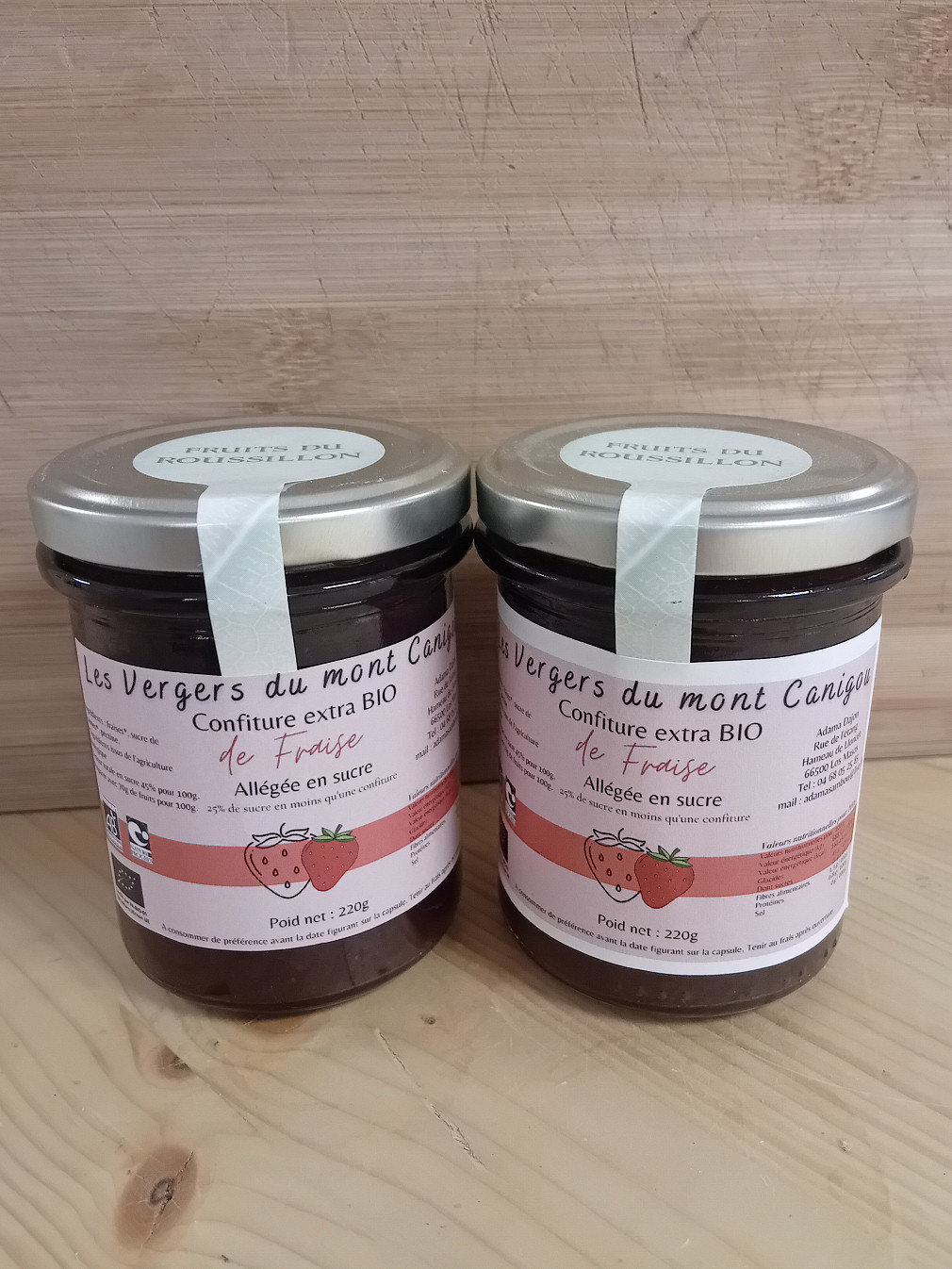 CONFITURE BIO DE FRAISES ALLEGEE EN SUCRE 220G