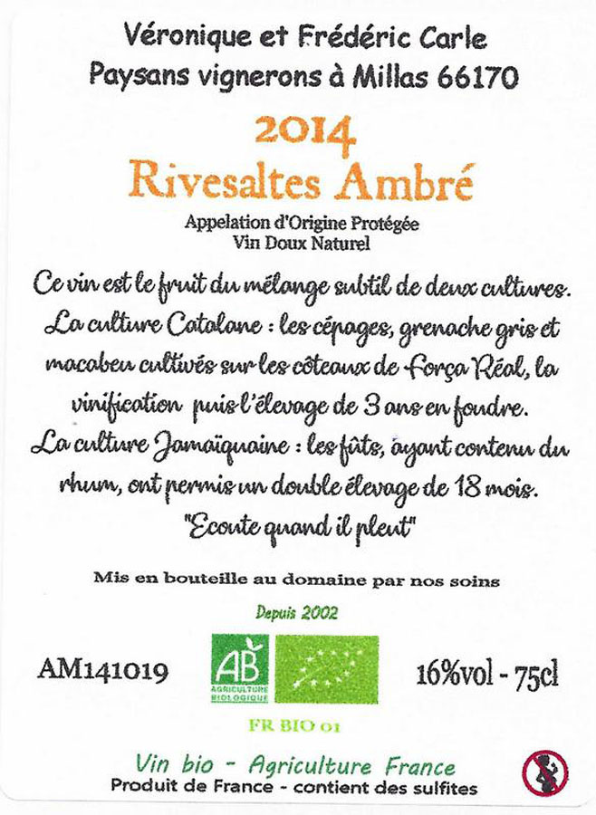 RIVESALTES AMBRE/RHUM 75CL